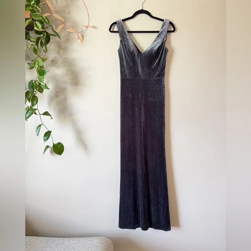Revelry Dakota velvet maxi special occasion bridesmaid dress 0 - Picture 3 of 13